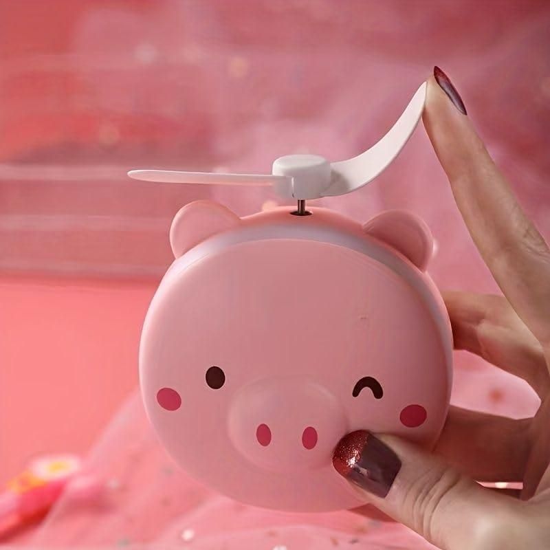 Cartoon Cute Pig LED™ Lights Mirror Pocket Fan