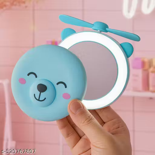Cartoon Cute Pig LED™ Lights Mirror Pocket Fan