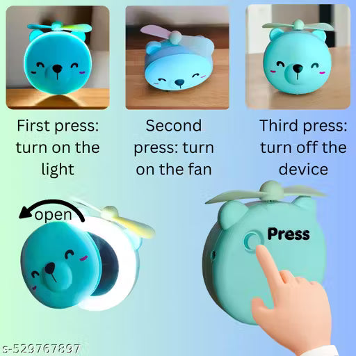 Cartoon Cute Pig LED™ Lights Mirror Pocket Fan